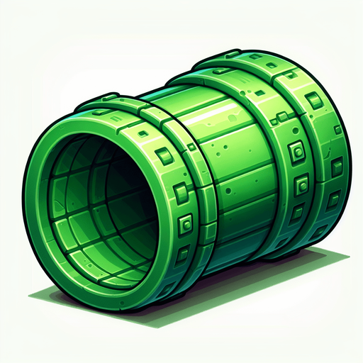 A single 
Green colour big pipes looking straight.
Single Game Texture. In-Game asset. 2d. Blank background. High contrast. No shadows.