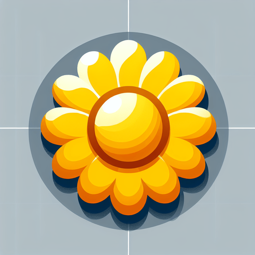A round yellow flower. Top down view.
Single Game Texture. In-Game asset. 2d. Blank background. High contrast. No shadows.