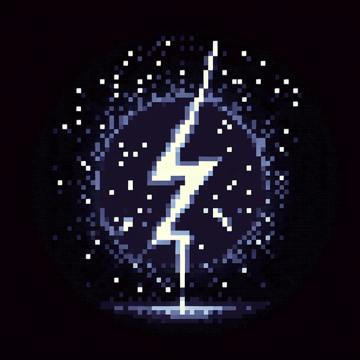 pixel art of a single lightning strike.
Single Game Texture. In-Game asset. 2d. dark background. High contrast. No shadows.