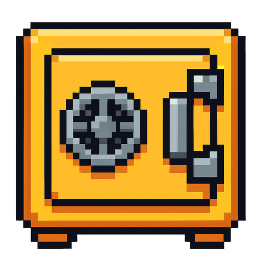 2D pixel art para kasası.
In-Game asset.  High contrast.  No shadows