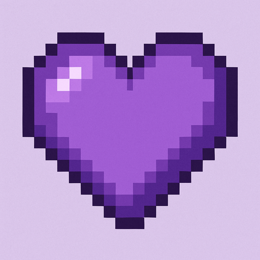 pixel-art purple heart.
In-Game asset.  2d.  High contrast.  No shadows