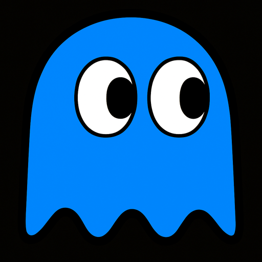 Pacman blue ghost.
In-Game asset.  2d.  High contrast.  No shadows