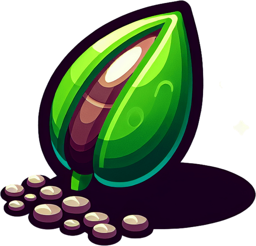 An ungerminated plant seed..
Single Game Texture. In-Game asset. 2d. Blank background. High contrast. No shadows.