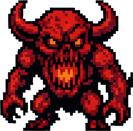 hell monster piksel.
In-Game asset.  2d.  High contrast.  No shadows
