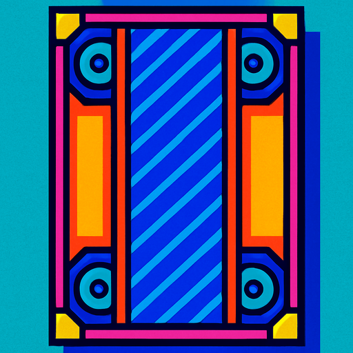 A section of conveyor belt. Overhead view view looking down. 80s arcade machine graphics..
In-Game asset.  2d.  High contrast.  No shadows