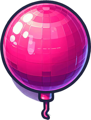 pembe balon.
Single Game Texture.  In-Game asset.  2d.  Blank background.  High contrast.  No shadows