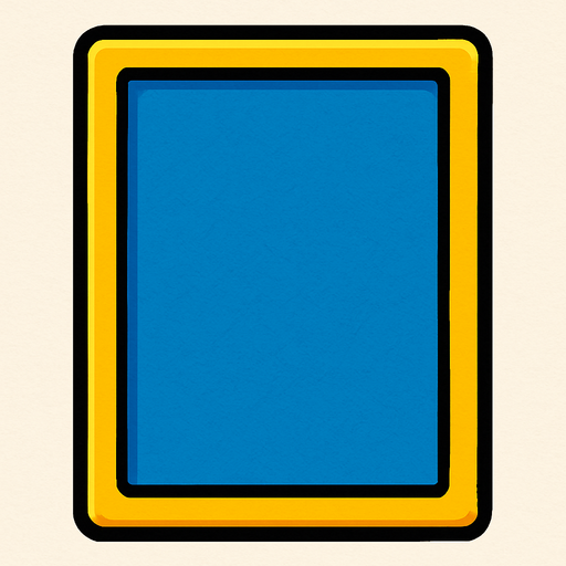 mavi sarı renkte kenarlaı düz dörtken olan bir kart ve ya çercive.
In-Game asset.  2d.  High contrast.  No shadows