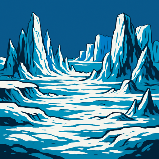 Gigantic ice tundra.
In-Game asset.  2d.  High contrast.  No shadows