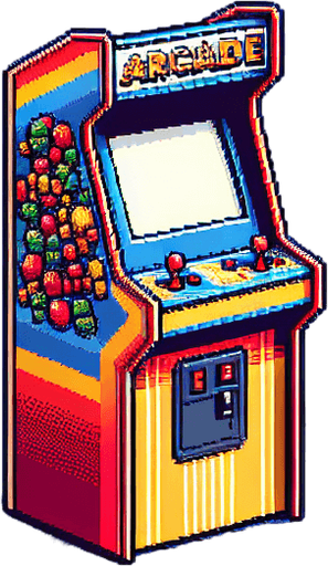 arcadecabinet MG.
Single Game Texture.  In-Game asset.  2d.  Blank background.  High contrast.  No shadows