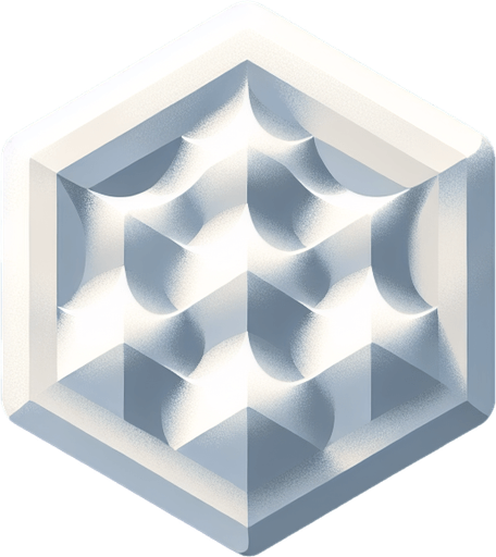 A single hexagon shape with white textured surface inside it. 
Single Game Texture. In-Game asset. 2d. Blank background. High contrast. No shadows.