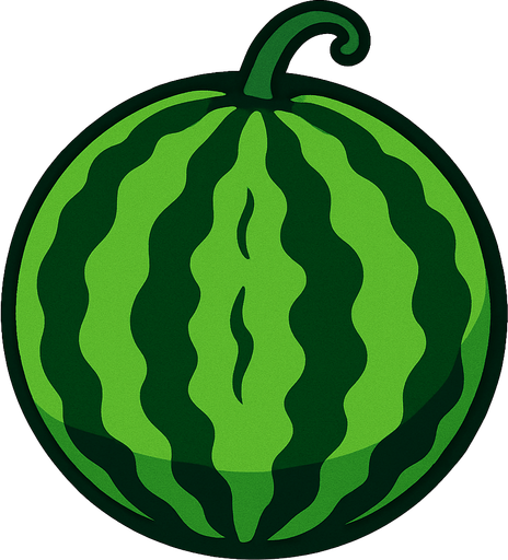 a green water melon.
In-Game asset.  2d.  High contrast.  No shadows