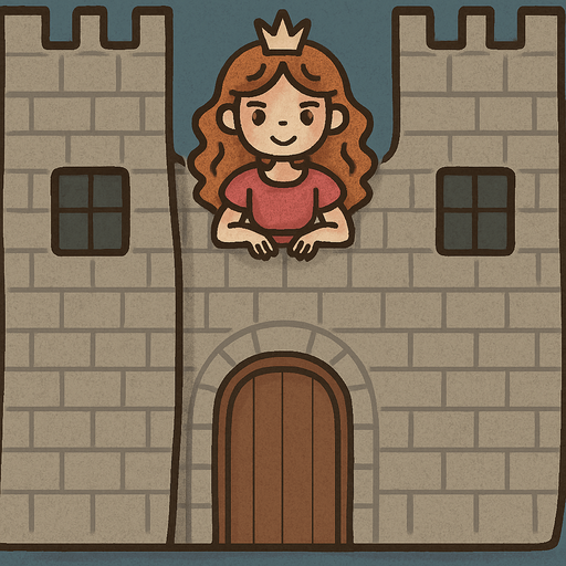 add a princess at the middle top of the castle