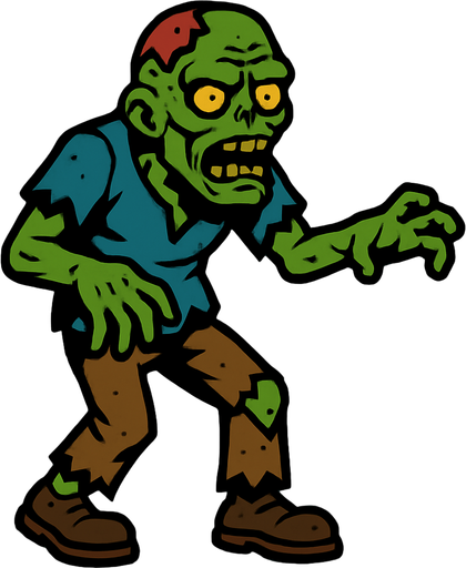draw a single zombie.
In-Game asset.  2d.  High contrast.  No shadows