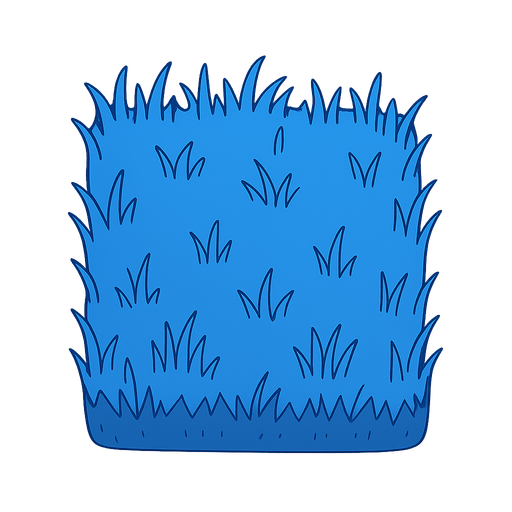 blue grass. No background. Transparent background. Blank background. No shadows. 2d. In-Game asset. flat