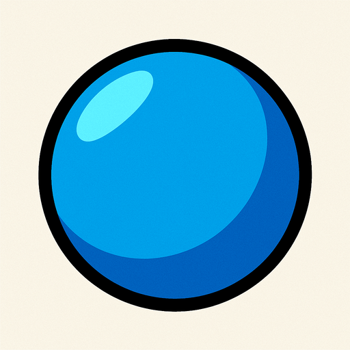 a blue ball  (no de deporte solo una pelota azul).
In-Game asset.  2d.  High contrast.  No shadows