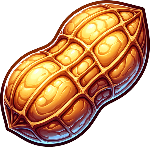 A delicious peanut..
Single Game Texture. In-Game asset. 2d. Blank background. High contrast. No shadows.