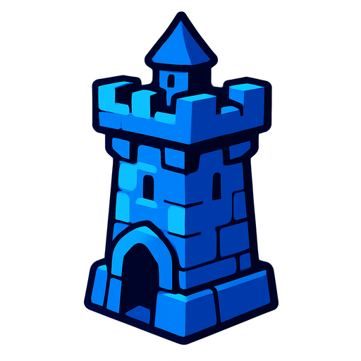 Blue Tower.
In-Game asset.  2d.  High contrast.  No shadows