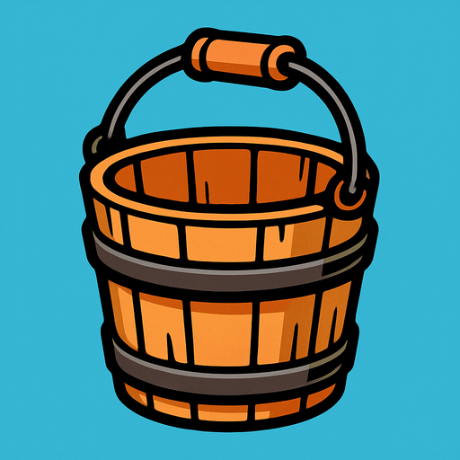 bucket.
In-Game asset.  2d.  High contrast.  No shadows