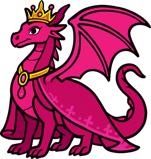 Dragonne rose princesse majestueuse.
In-Game asset.  2d.  High contrast.  No shadows