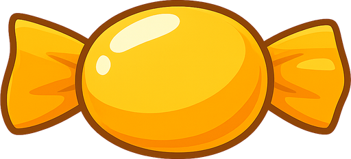 yellow appetite enhancer candy looks shiny and delicous. No background. Transparent background. Blank background. No shadows. 2d. In-Game asset. flat