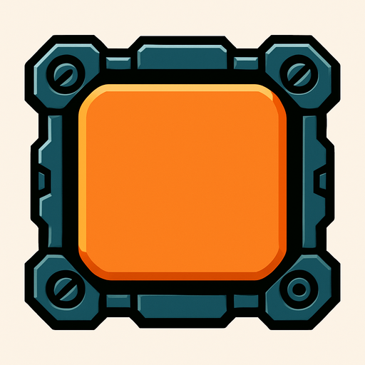 boton con contorno mecanico.
In-Game asset.  2d.  High contrast.  No shadows