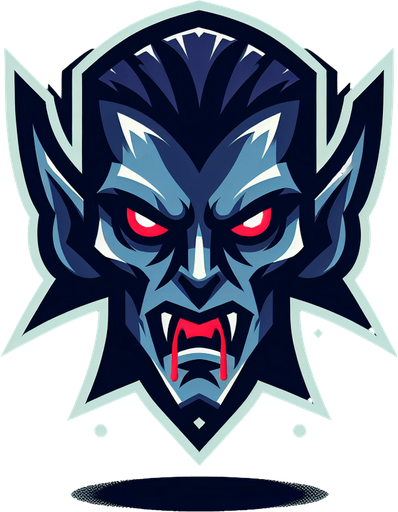 stylized vampire head.
Single Game Texture. In-Game asset. 2d. Blank background. High contrast. No shadows.