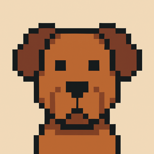 pixel art 2D dog head.
In-Game asset.  2d.  High contrast.  No shadows