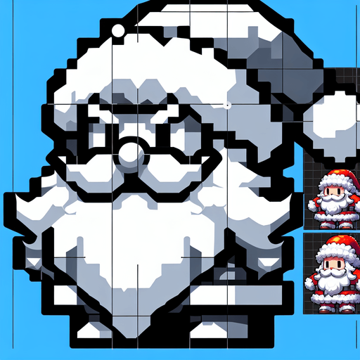 Санта Single Game Texture. In-Game asset. 2d. Blank background. High contrast. No shadows.