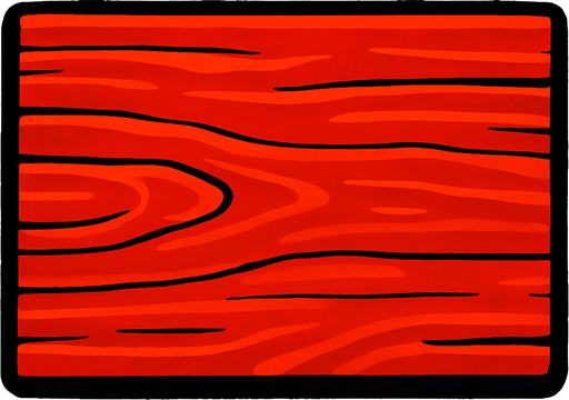 Rectángulo de madera color rojo.
In-Game asset.  2d.  High contrast.  No shadows