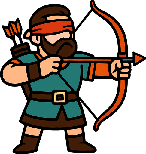 Kör bir okçu.
In-Game asset.  2d.  High contrast.  No shadows