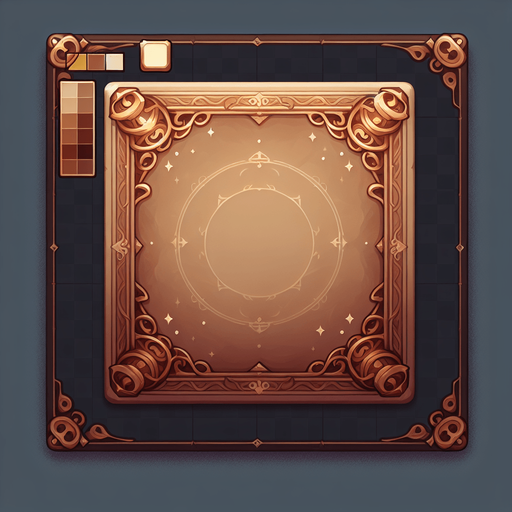 A cardback in brown empy color with mystical corners.
Single Game Texture. In-Game asset. 2d. Blank background. High contrast. No shadows.