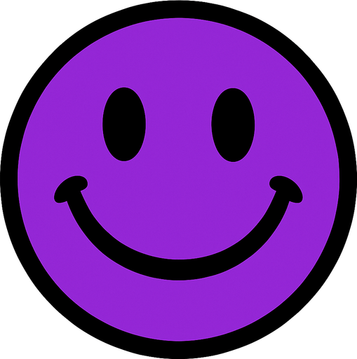 Purple smiley ball.
In-Game asset.  2d.  High contrast.  No shadows
