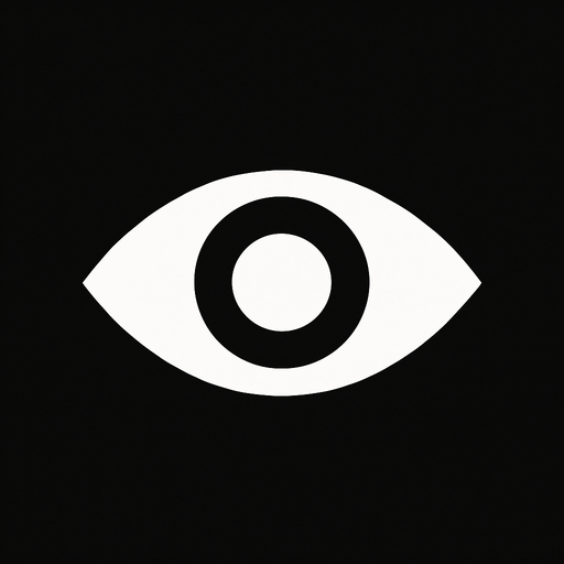 white eye open minimalist icon.
In-Game asset.  2d.  High contrast.  No shadows