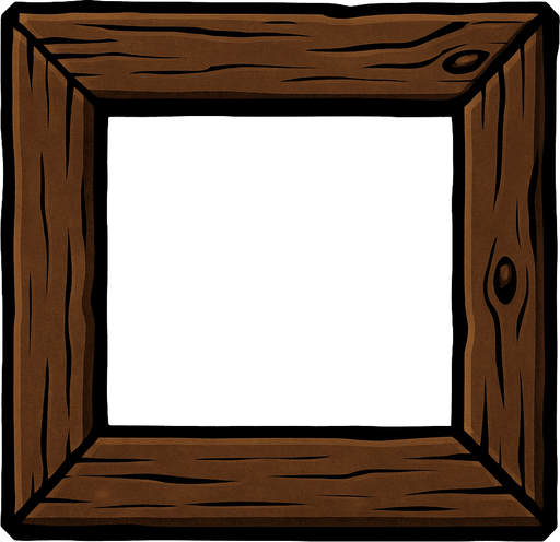 a wooden frame.
In-Game asset.  2d.  High contrast.  No shadows