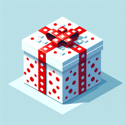 A big white and red dotted christmas gift, isometric view Single Game Texture. In-Game asset. 2d. Blank background. High contrast. No shadows.