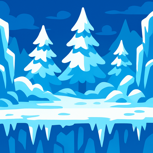 Ice theme background 2d game video.
In-Game asset.  2d.  High contrast.  No shadows