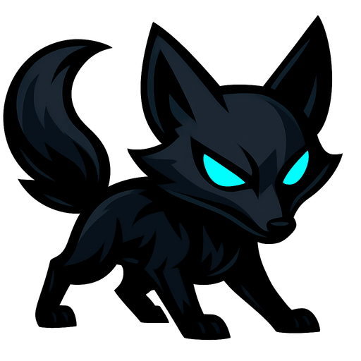 karanlık tilki.
In-Game asset.  2d.  High contrast.  No shadows