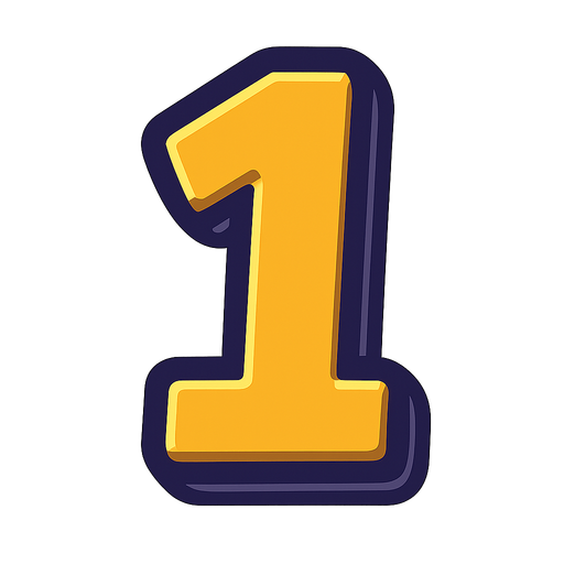the number 1.
In-Game asset.  2d.  High contrast.  No shadows