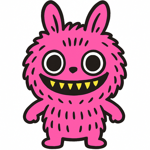 Pink labubu.
In-Game asset.  2d.  High contrast.  No shadows