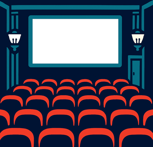 movie theater.
In-Game asset.  2d.  High contrast.  No shadows