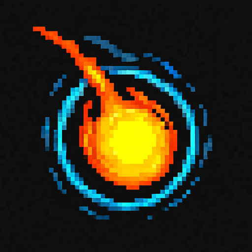 Make this pixel art style and give it a bit of a tail on the top as if it is flying downwards.