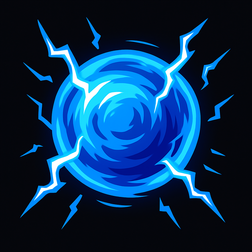 blue thunder ball.
In-Game asset.  2d.  High contrast.  No shadows