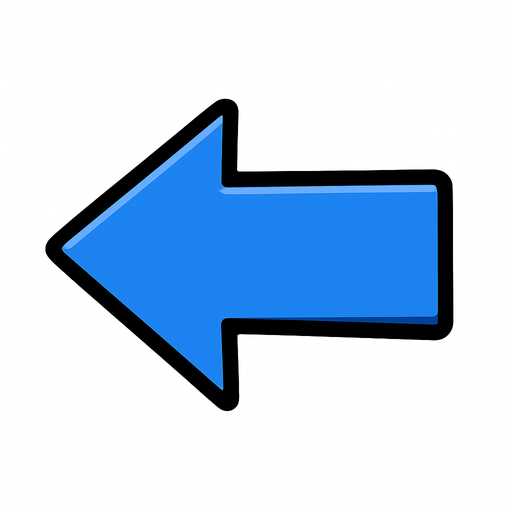 Flecha azul apuntando a la izquierda.
In-Game asset.  2d.  High contrast.  No shadows
