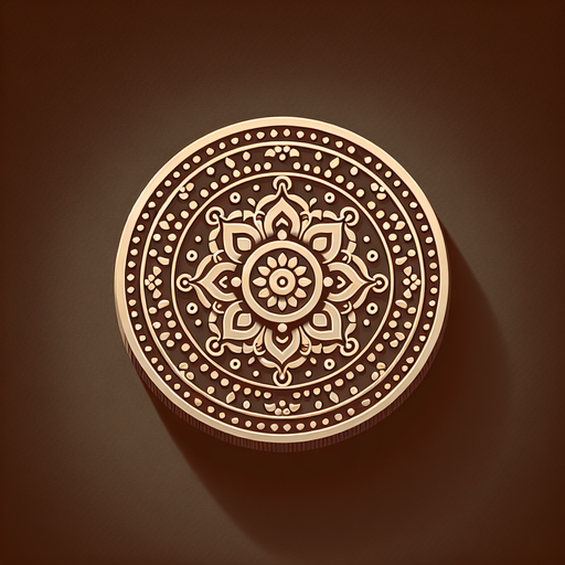 Coin indian.
Single Game Texture. In-Game asset. 2d. Blank background. High contrast. No shadows.
