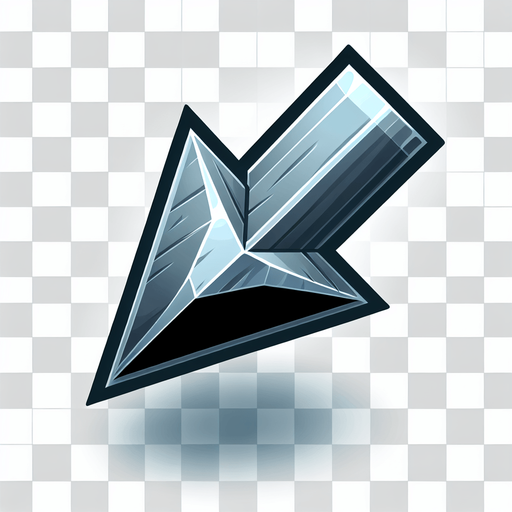 A 2D flat digital illustration of a sharp and colorful cartoonish sleek arrow tip, designed for a mobile archery game. The arrow tip should be metallic (steel or iron), with subtle gradients for a polished look. It should have a pointed triangular shape with a slightly stylized, game-friendly appearance, matching the clean, minimal aesthetic of vector-based graphics. Use a transparent background and ensure it's facing upward. Resolution: 512x512.".
Single Game Texture.  In-Game asset.  2d.  Blank background.  High contrast.  No shadows