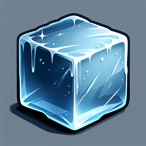 An ice cube.
Single Game Texture. In-Game asset. 2d. Blank background. High contrast. No shadows.