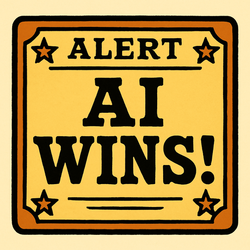 western style alert box that says "AI Wins!".
In-Game asset.  2d.  High contrast.  No shadows