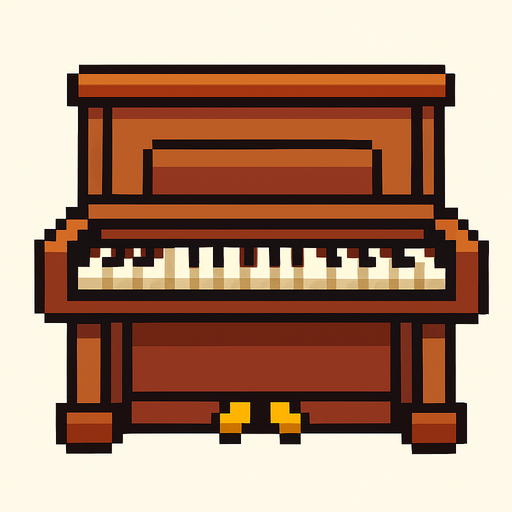 piano pixelart 2d.
In-Game asset.  2d.  High contrast.  No shadows