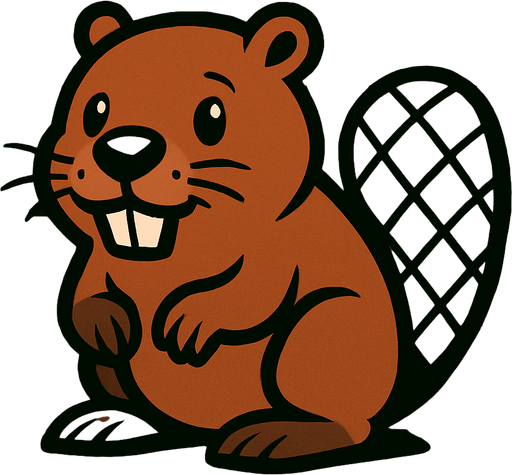 A beaver with wooden background.
In-Game asset.  2d.  High contrast.  No shadows