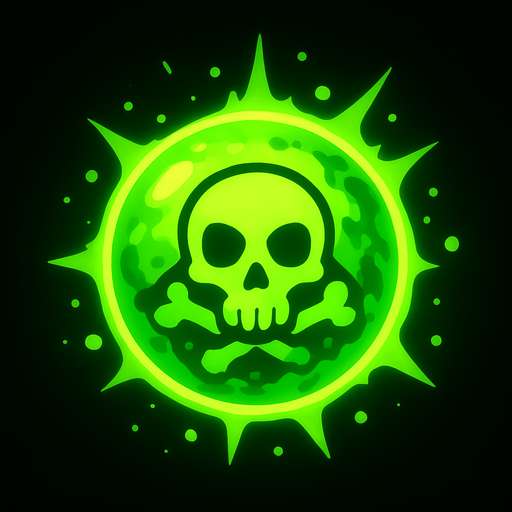 Glowing bright green Poison ball.
In-Game asset.  2d.  High contrast.  No shadows